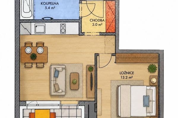 Prodej bytu 2+kk 40 m², Gollové, Praha Prodej bytu 2+kk 40 m², Gollové, Praha