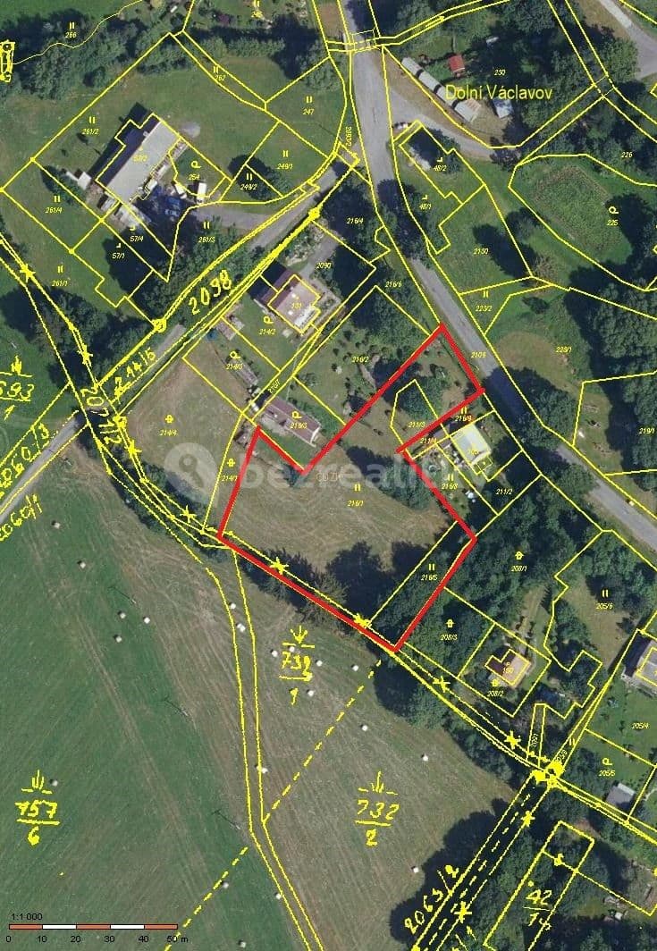 Prodej pozemku 3.107 m², Václavov u Bruntálu, Moravskoslezský kraj