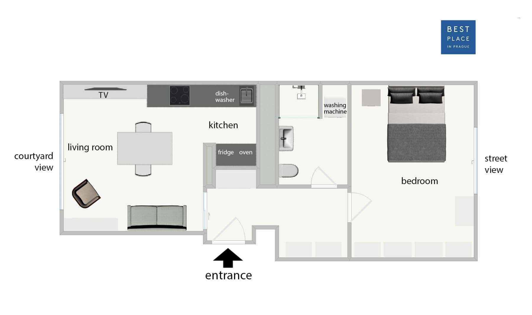 Pronájem bytu  45 m², Pod dvorem, Praha, Praha