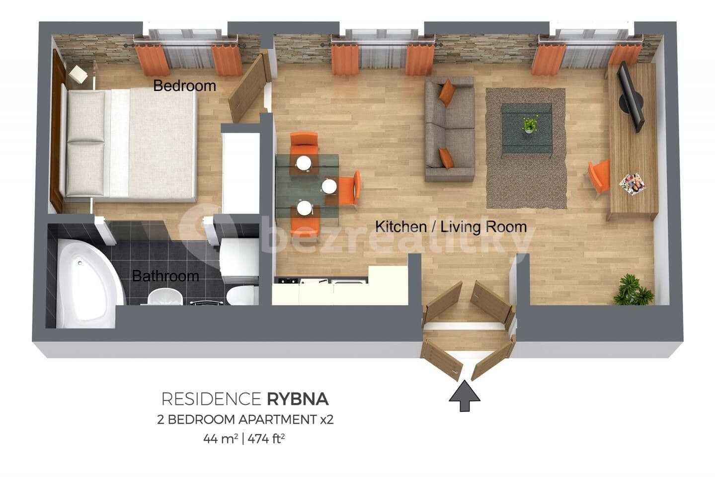 Pronájem bytu  44 m², Rybná, Praha, Praha