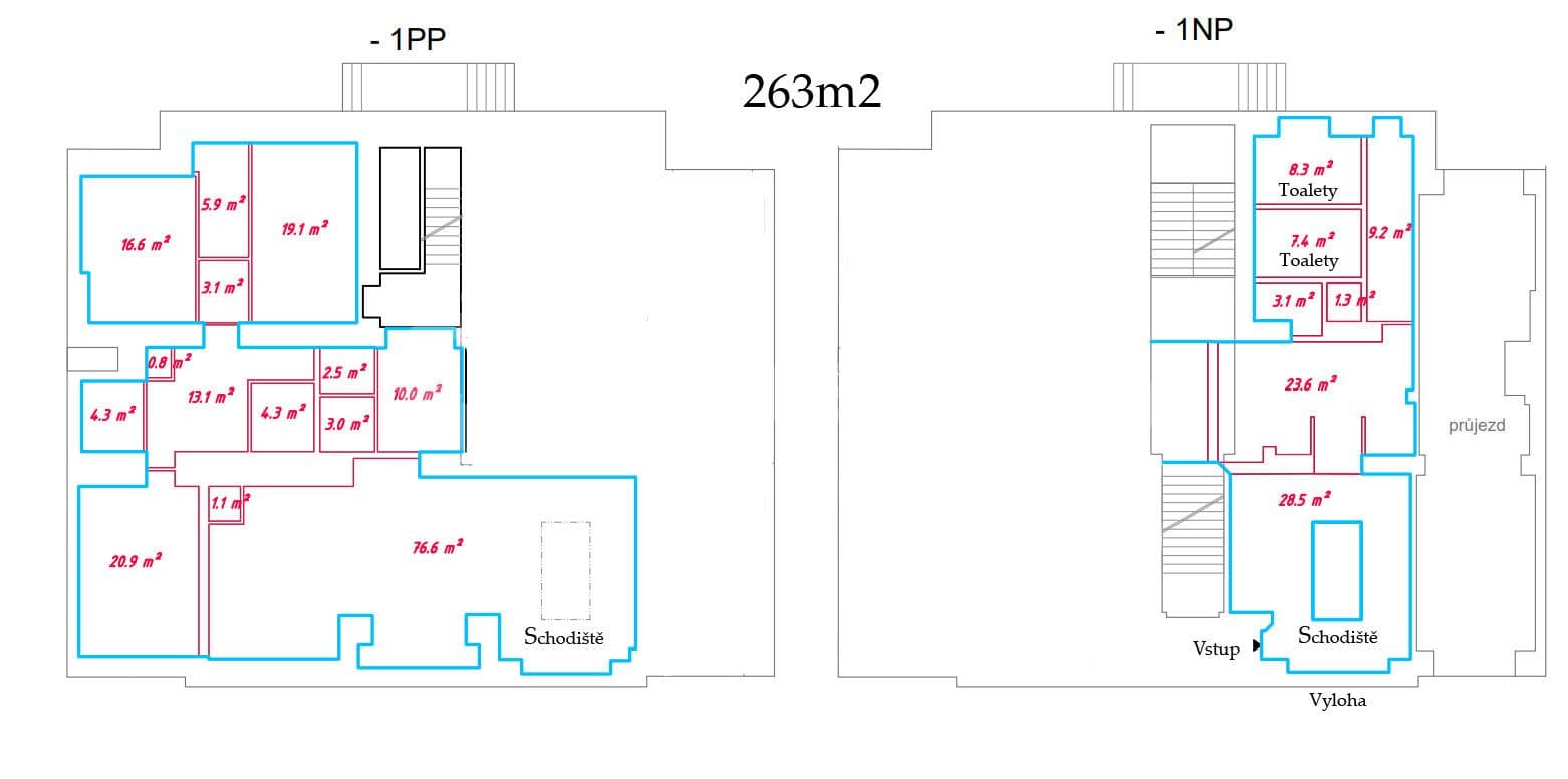 Pronájem nebytového prostoru 263 m², Na Hutích, Praha, Praha
