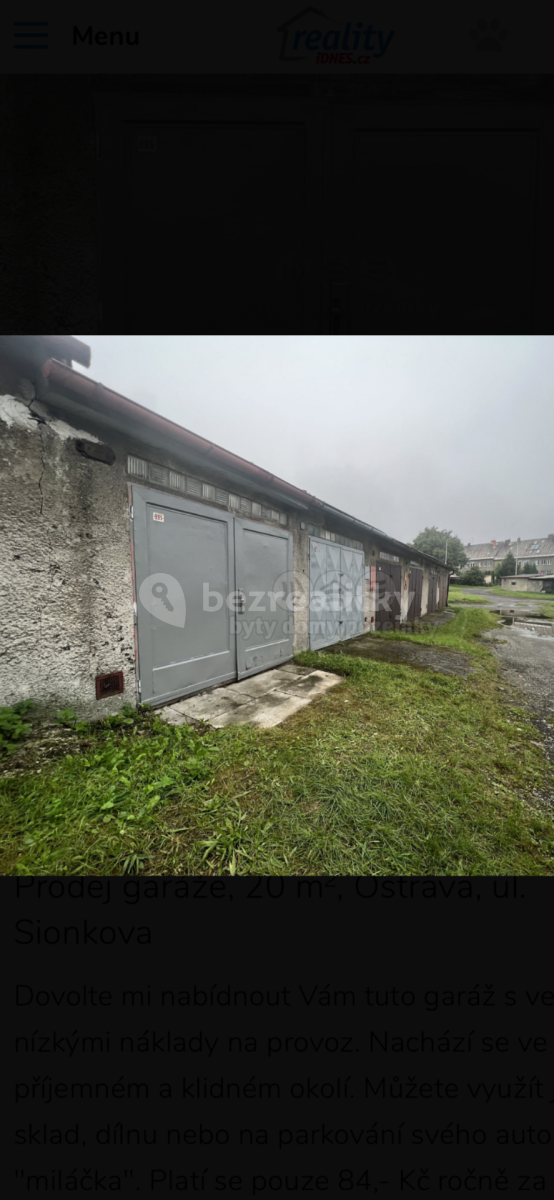 Prodej garáže 21 m², Sionkova, Ostrava, Moravskoslezský kraj