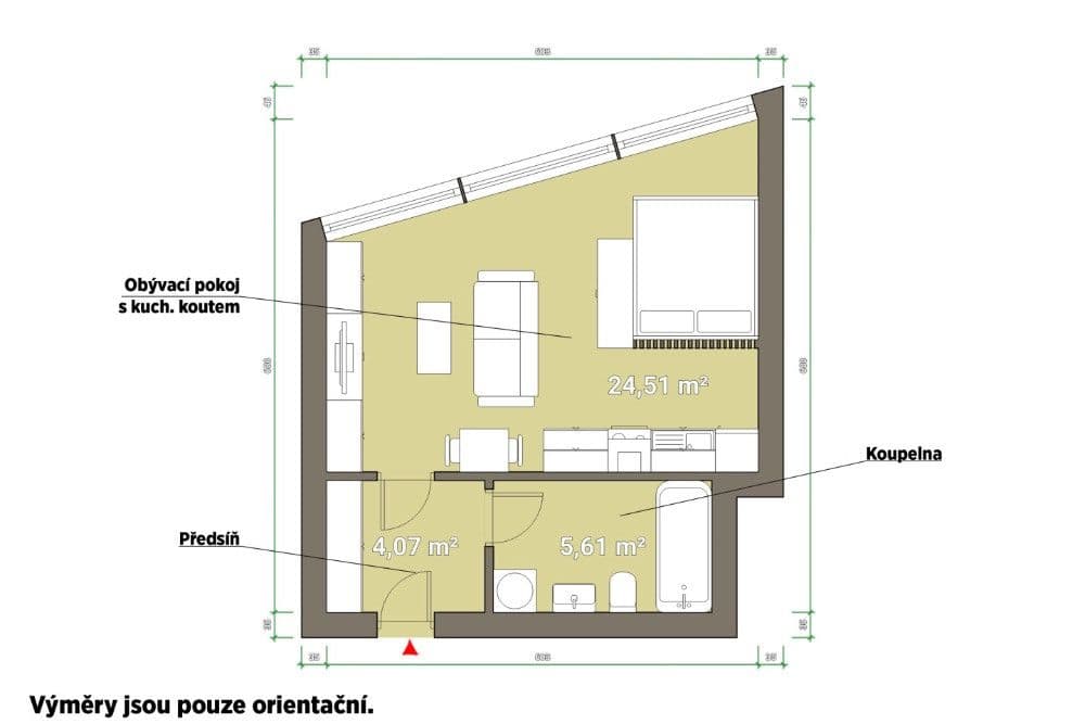 Pronájem bytu  34 m², Mošnova, Praha, Praha
