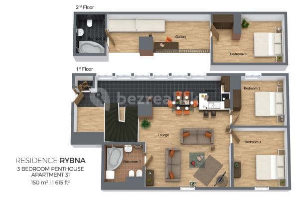Pronájem bytu  150 m², Rybná, Praha