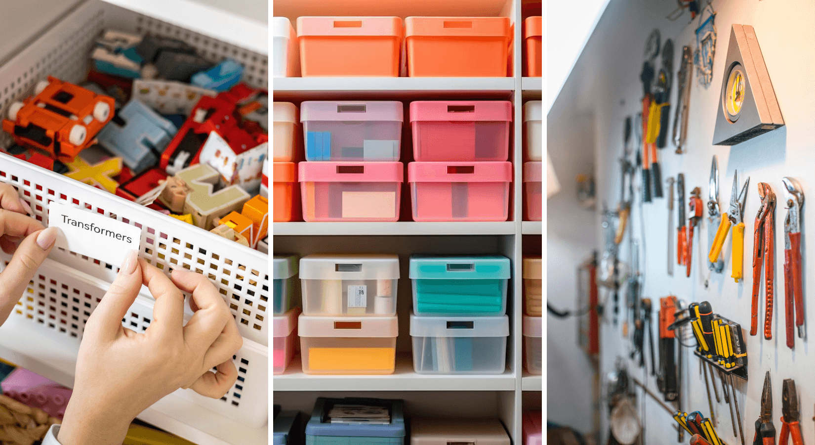 Lepíky, různě barevné boxy, nástěnné háčky... To vše vám může pomoci s lepší organizací