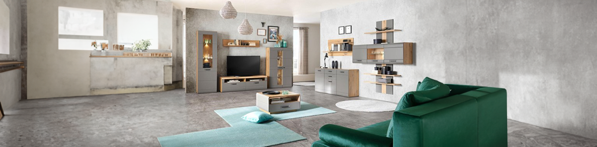 moderní zelený obývací pokoj