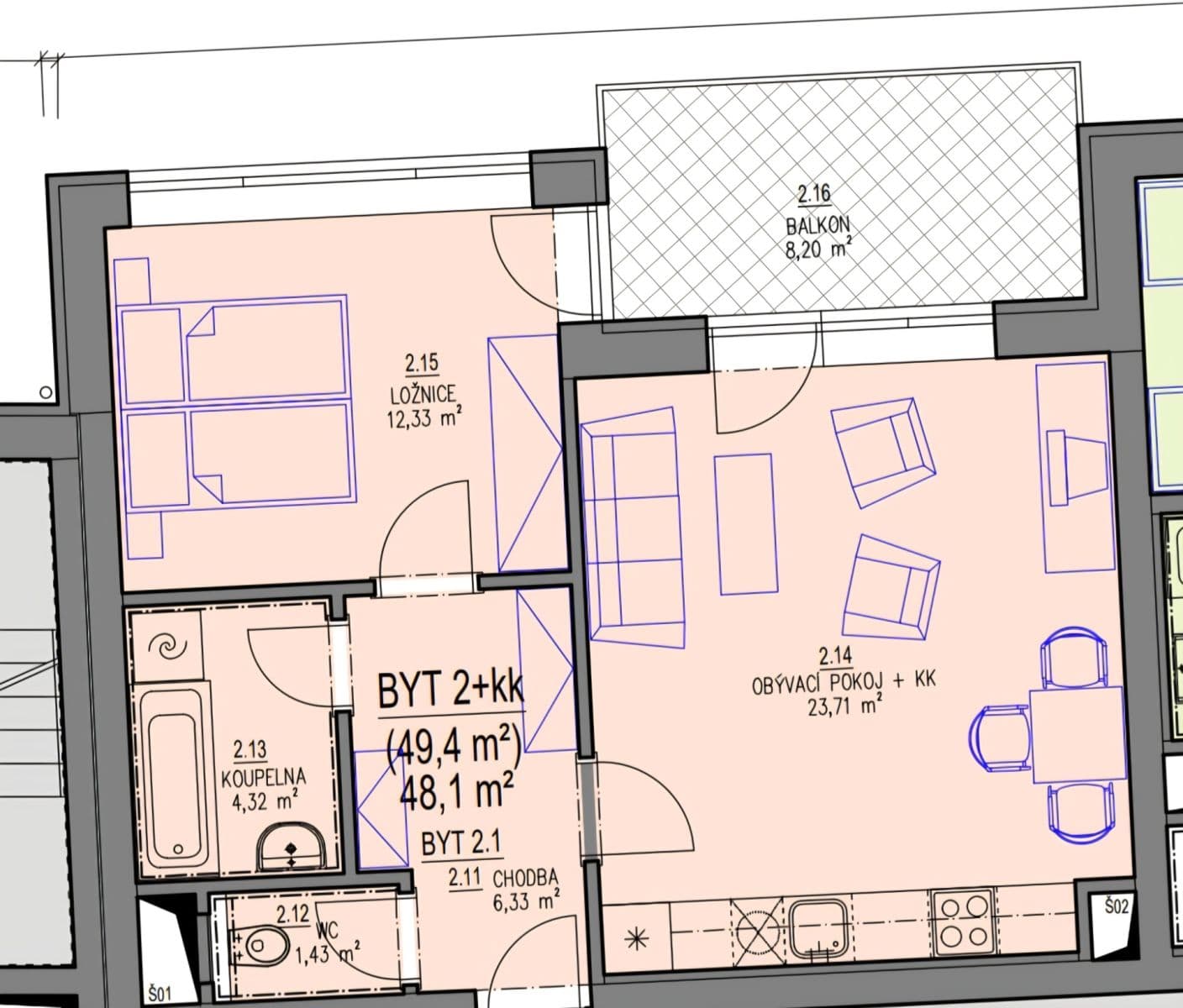 Pronájem bytu 2+kk 60 m², Chvalovka, Brno, Jihomoravský kraj Pronájem bytu 2+kk 60 m², Chvalovka, Brno, Jihomoravský kraj