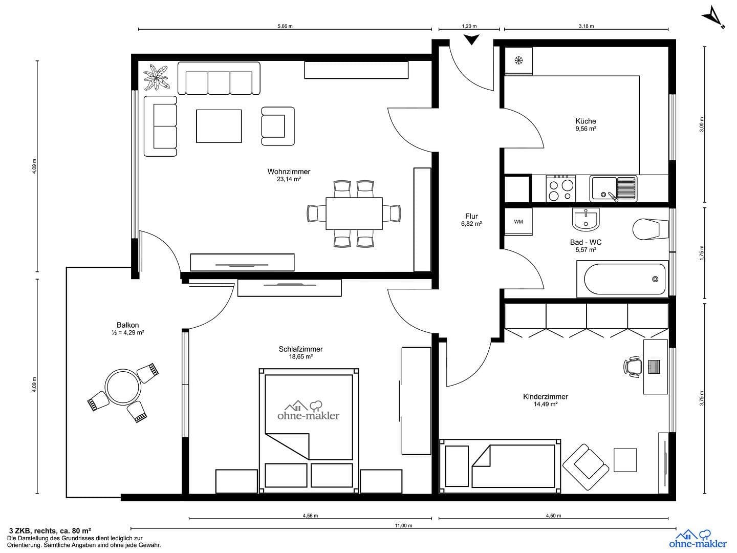 Pronájem bytu 3+1 80 m², Kaiserslautern, Porýní-Falc Pronájem bytu 3+1 80 m², Kaiserslautern, Porýní-Falc