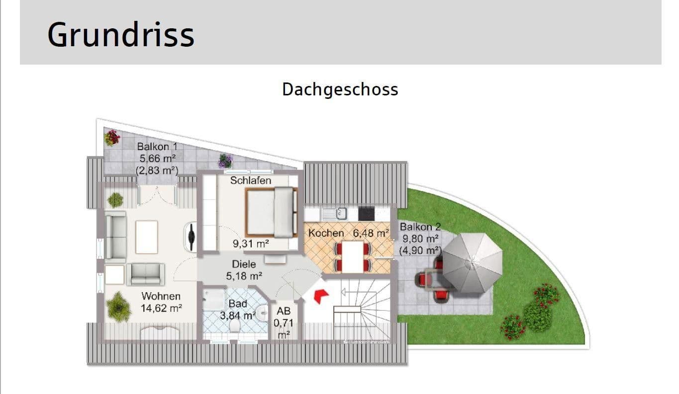 Pronájem bytu 2+1 48 m², Bad Kreuznach, Porýní-Falc Pronájem bytu 2+1 48 m², Bad Kreuznach, Porýní-Falc