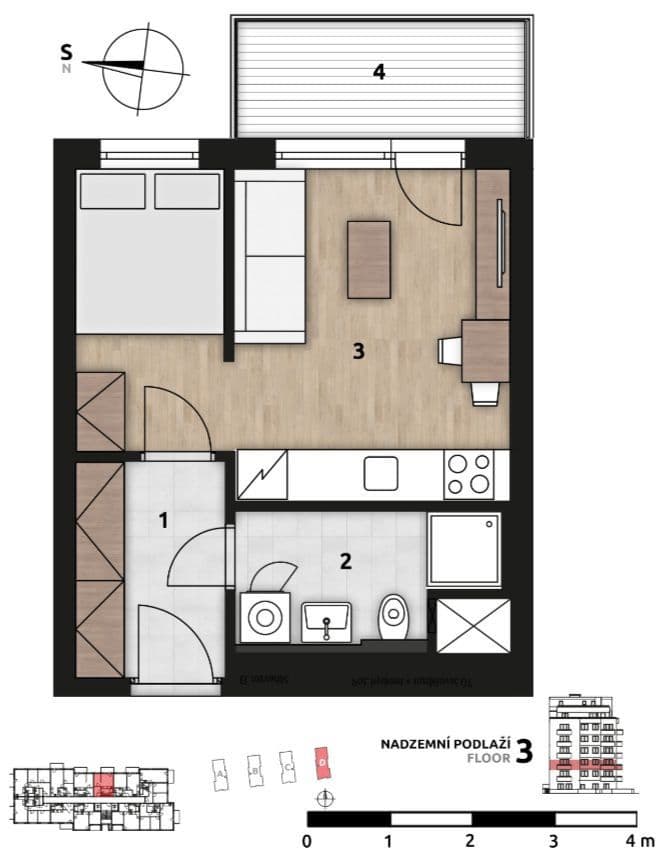 Pronájem bytu 1+kk 31 m², Fabiánové, Praha, Praha Pronájem bytu 1+kk 31 m², Fabiánové, Praha, Praha