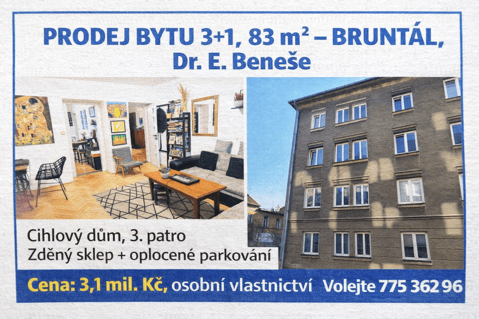 Prodej bytu 3+1 83 m², Dr. E. Beneše, Bruntál, Moravskoslezský kraj Prodej bytu 3+1 83 m², Dr. E. Beneše, Bruntál, Moravskoslezský kraj