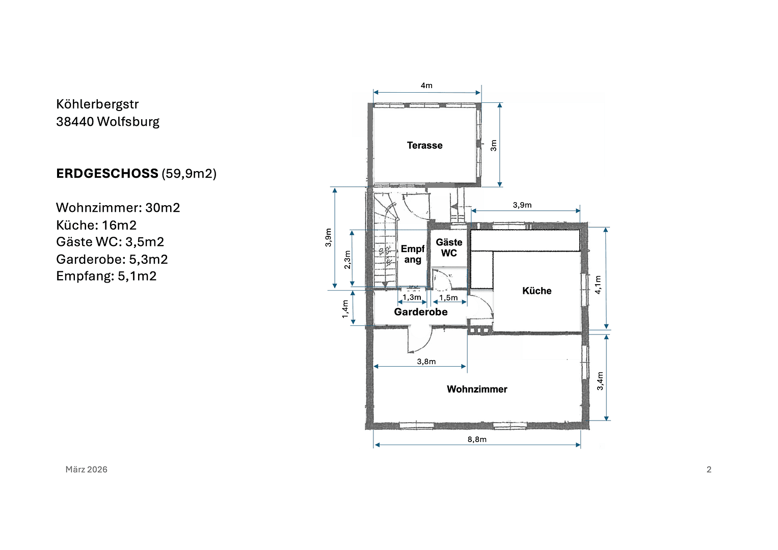 Pronájem domu 133 m², pozemek 591 m², Wolfsburg, Dolní Sasko Pronájem domu 133 m², pozemek 591 m², Wolfsburg, Dolní Sasko