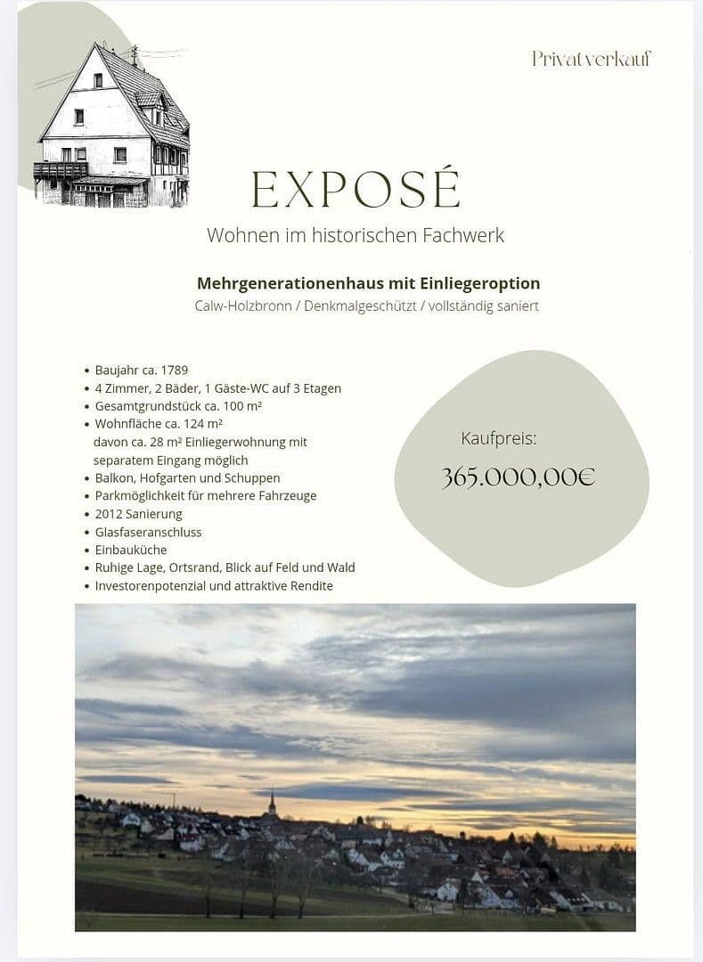 Prodej domu 124 m², pozemek 100 m², Calw, Bádensko-Württembersko Prodej domu 124 m², pozemek 100 m², Calw, Bádensko-Württembersko