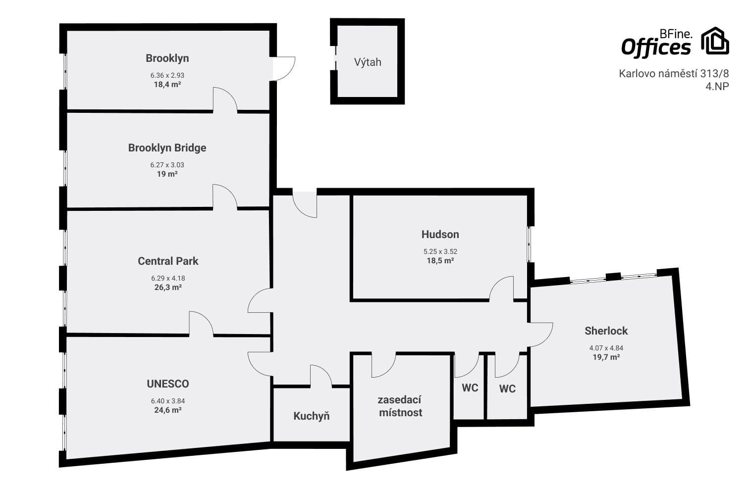 Pronájem kanceláře 22 m², Karlovo náměstí, Praha, Praha Pronájem kanceláře 22 m², Karlovo náměstí, Praha, Praha