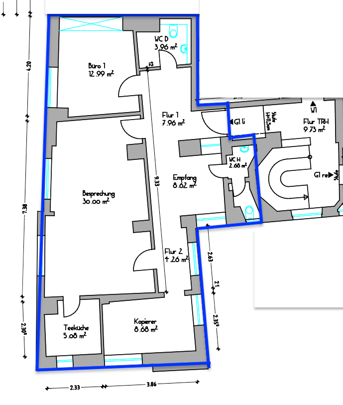 Pronájem kanceláře 85 m², Rastatt, Bádensko-Württembersko Pronájem kanceláře 85 m², Rastatt, Bádensko-Württembersko
