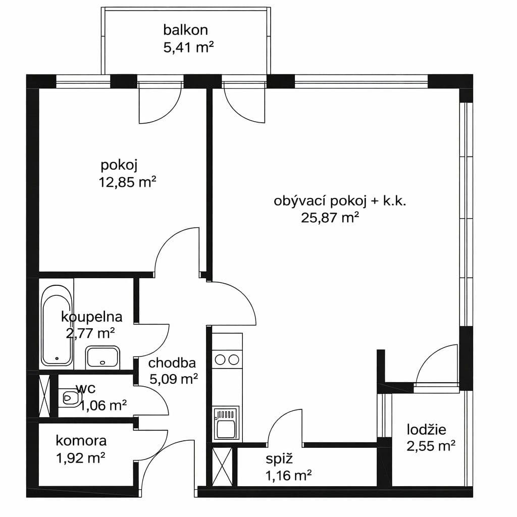 Prodej bytu 2+kk 59 m², V Dolině, Praha, Praha Prodej bytu 2+kk 59 m², V Dolině, Praha, Praha