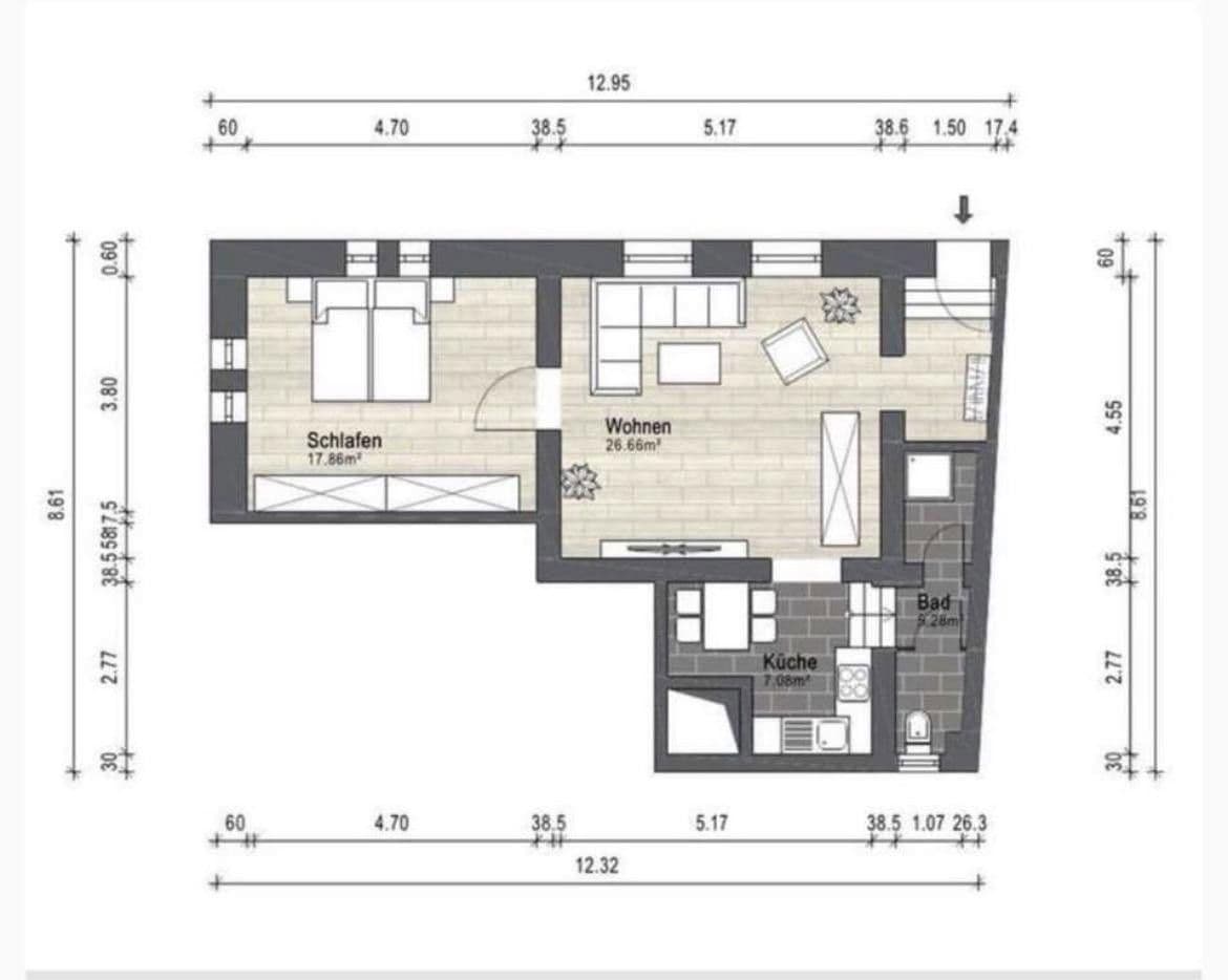 Pronájem bytu 2+1 59 m², Schiersteiner Straße 8, Wiesbaden, Hessen Pronájem bytu 2+1 59 m², Schiersteiner Straße 8, Wiesbaden, Hessen