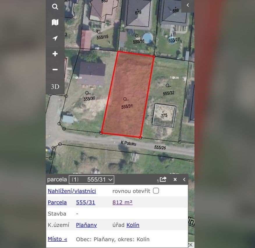 Prodej pozemku 812 m², K Potoku, Plaňany, Středočeský kraj Prodej pozemku 812 m², K Potoku, Plaňany, Středočeský kraj