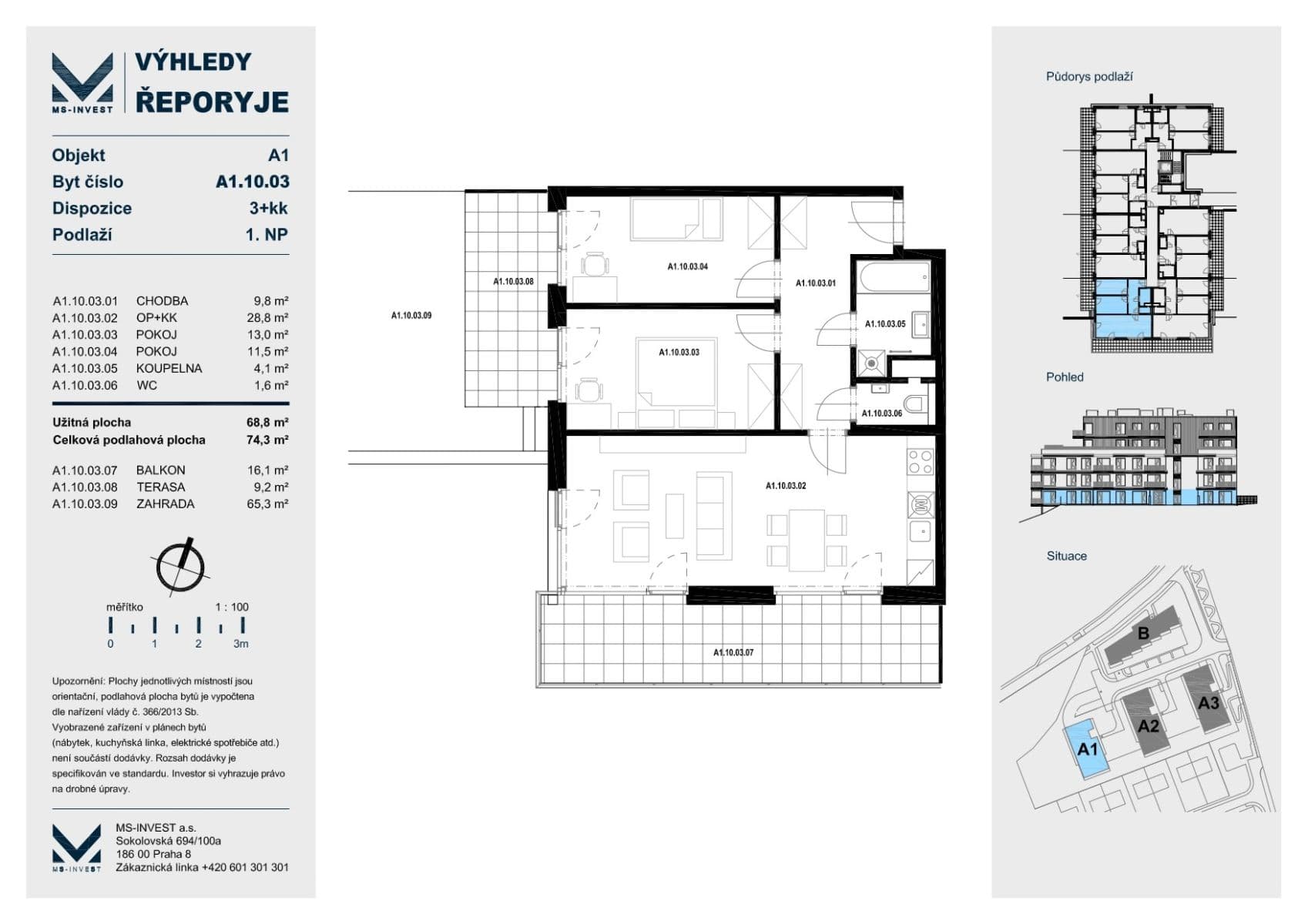 Pronájem bytu 3+kk 74 m², Haenkeho, Praha, Praha Pronájem bytu 3+kk 74 m², Haenkeho, Praha, Praha