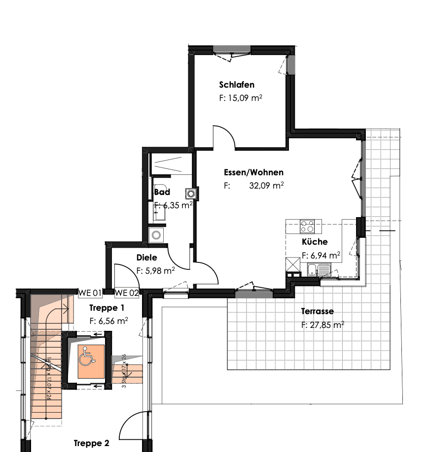 Pronájem bytu 2+1 81 m², Dorfstraße 13a, Germering, Bavorsko Pronájem bytu 2+1 81 m², Dorfstraße 13a, Germering, Bavorsko