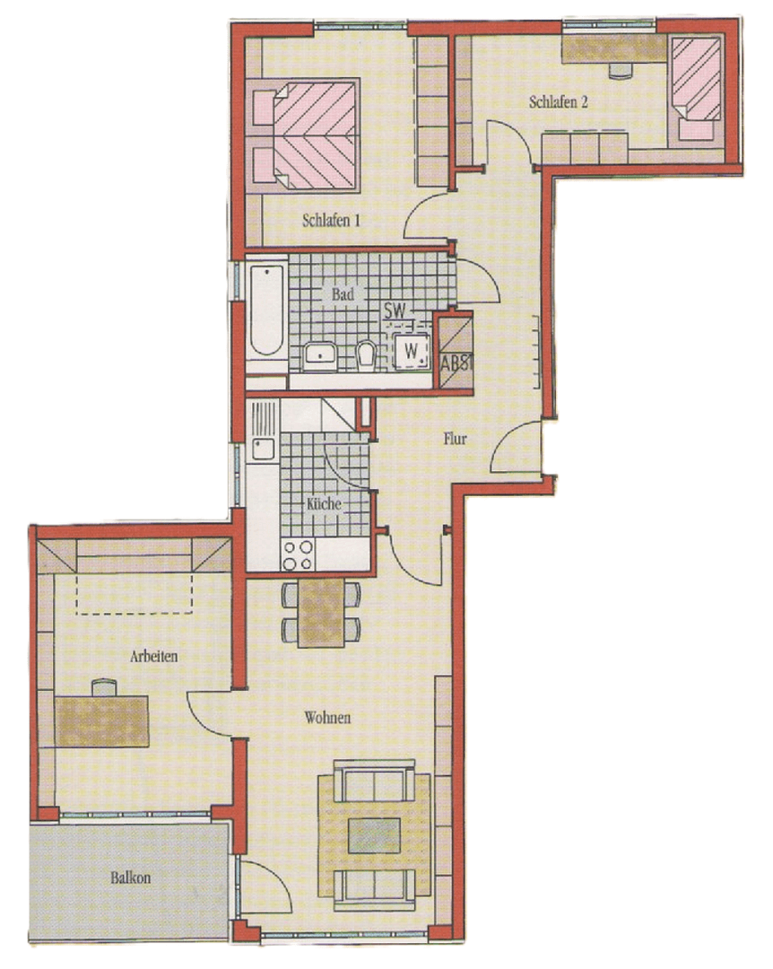 Pronájem bytu 4+1 90 m², Köglweg 17, Taufkirchen, Bavorsko Pronájem bytu 4+1 90 m², Köglweg 17, Taufkirchen, Bavorsko
