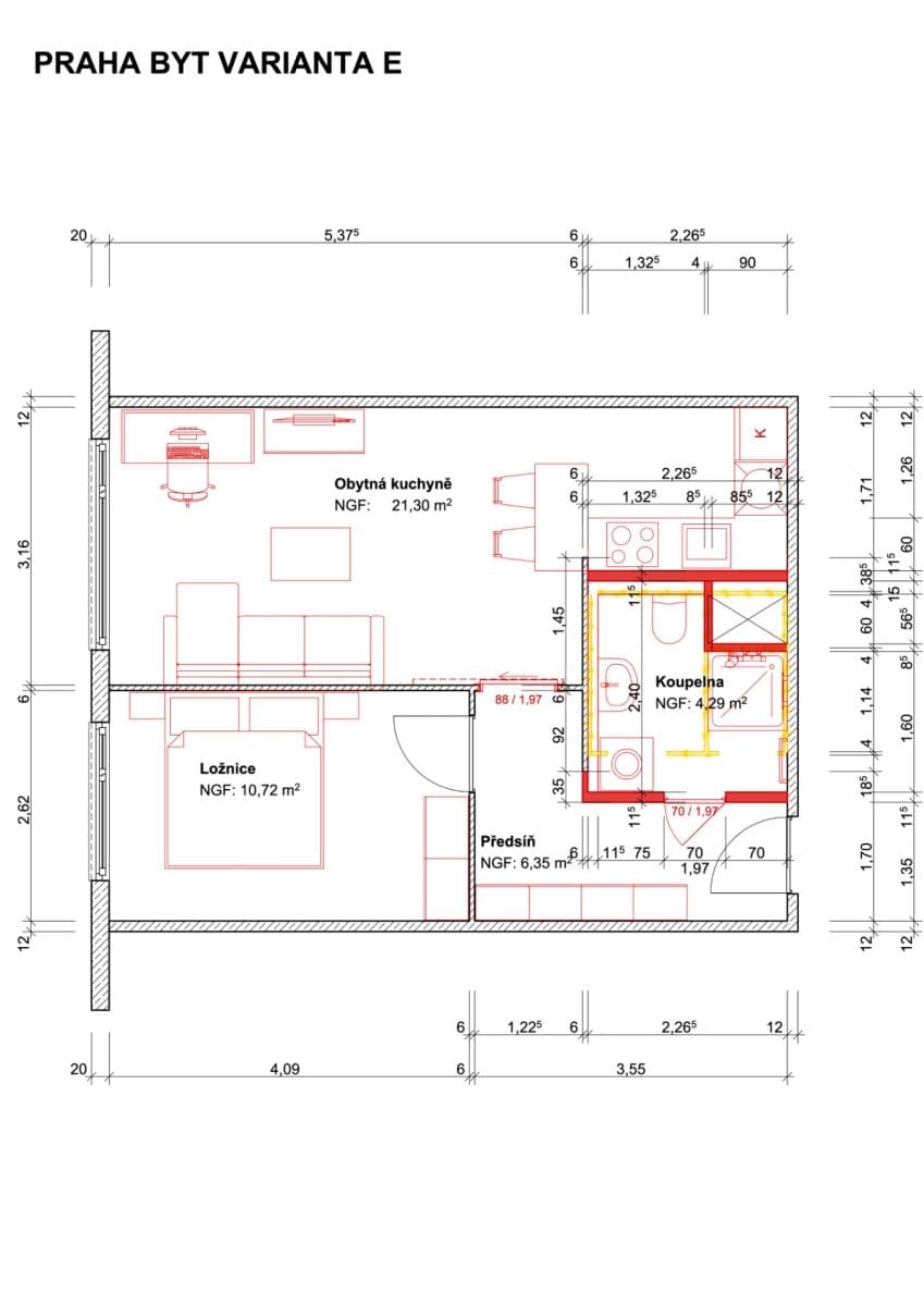 Pronájem bytu 2+kk 43 m², Slavatova, Praha, Praha Pronájem bytu 2+kk 43 m², Slavatova, Praha, Praha