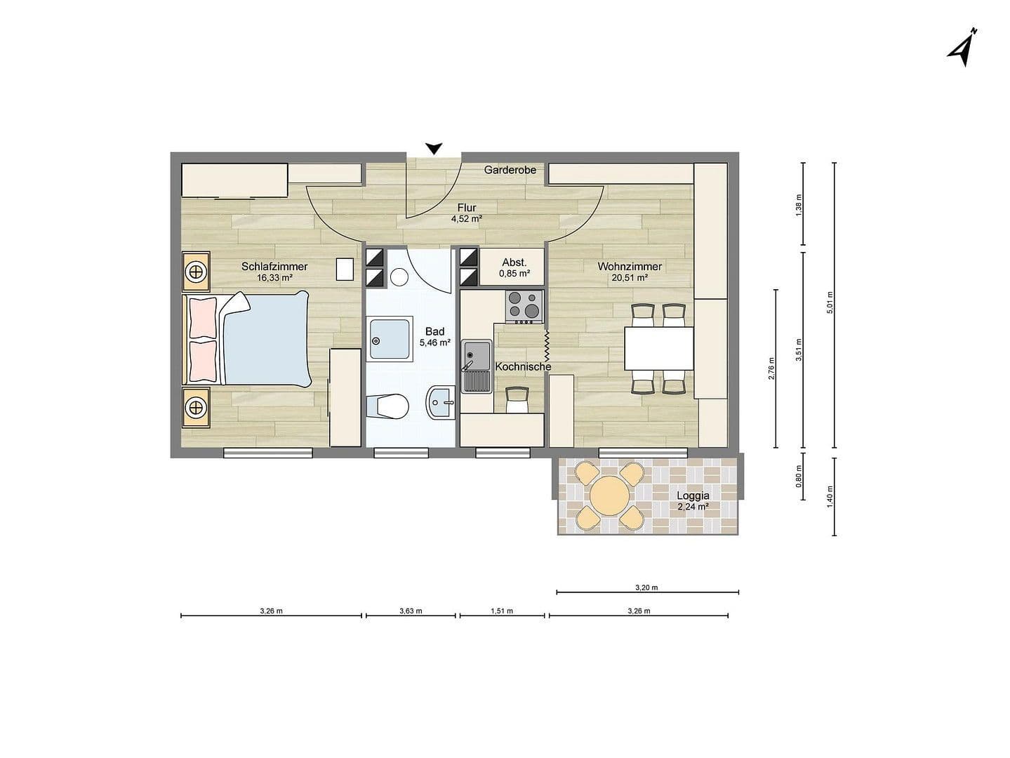 Pronájem bytu 2+1 46 m², Porschestraße 14, Landshut, Bavorsko Pronájem bytu 2+1 46 m², Porschestraße 14, Landshut, Bavorsko