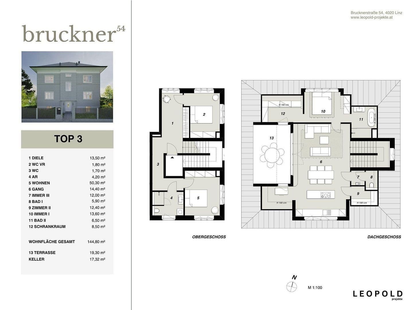 Prodej bytu 4+1 144 m², Brucknerstr. 54, Linz, Horní Rakousko Prodej bytu 4+1 144 m², Brucknerstr. 54, Linz, Horní Rakousko