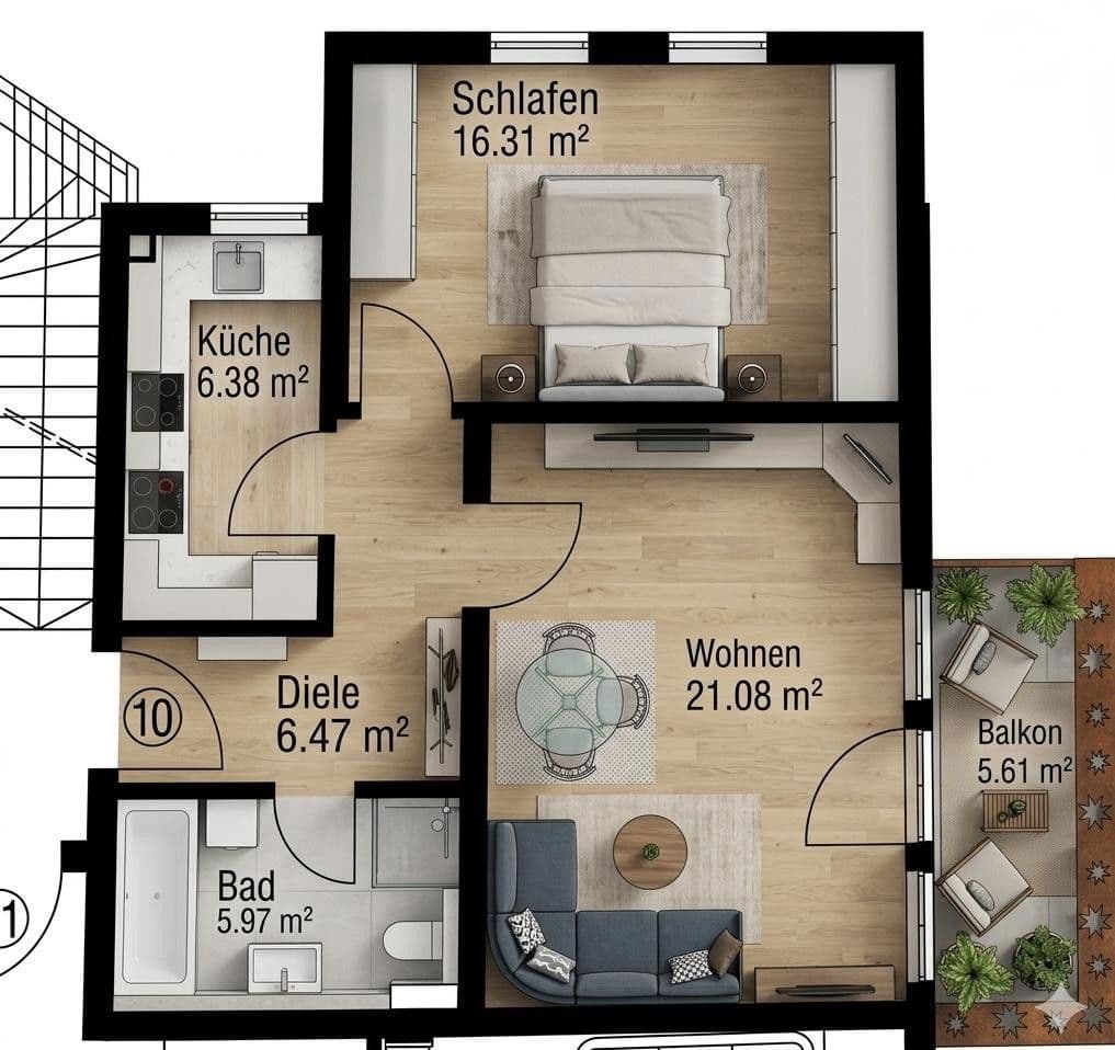 Pronájem bytu 2+1 59 m², Nürnberg, Bavorsko Pronájem bytu 2+1 59 m², Nürnberg, Bavorsko