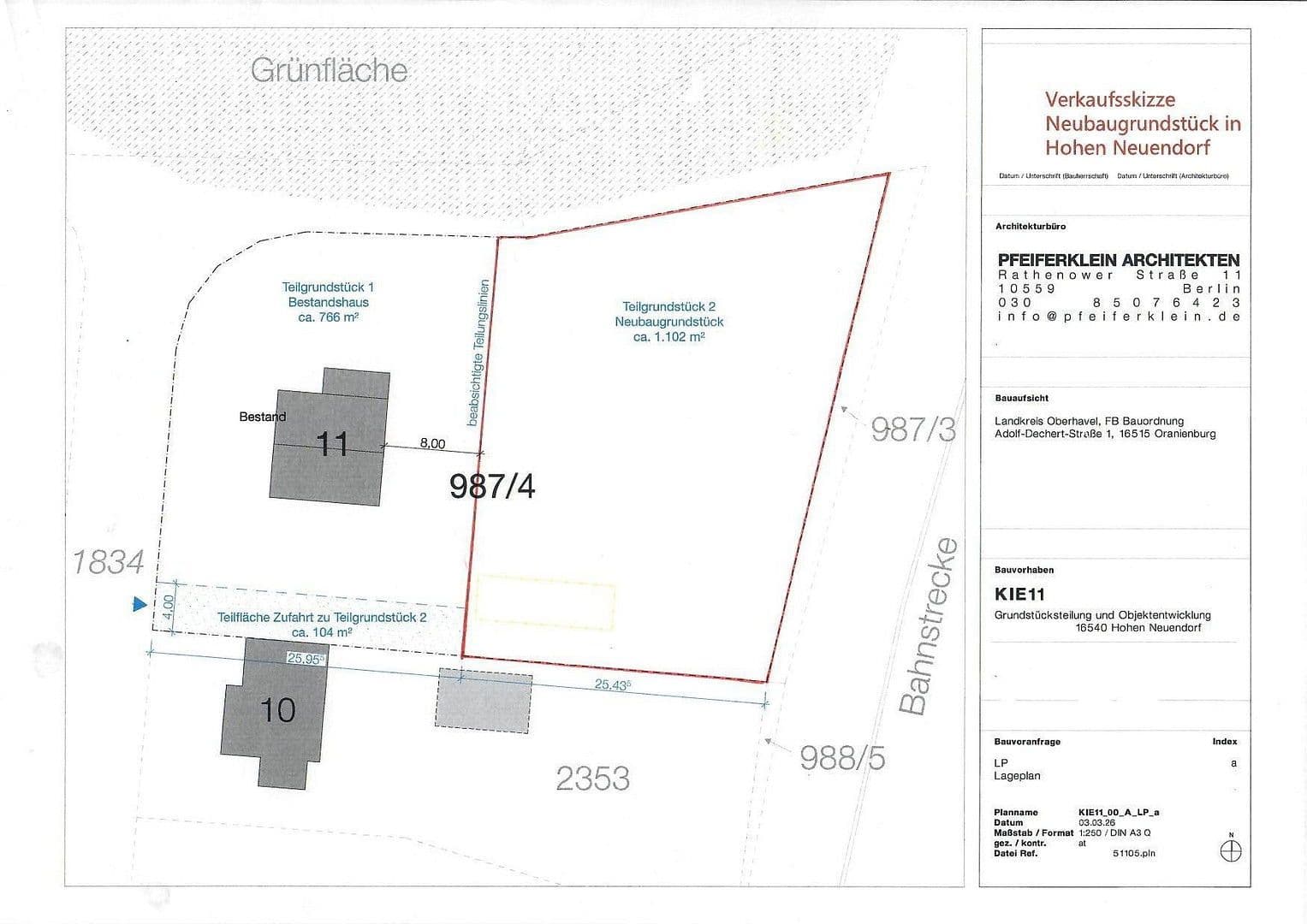 Prodej pozemku 1.102 m², Hohen Neuendorf, Braniborsko Prodej pozemku 1.102 m², Hohen Neuendorf, Braniborsko