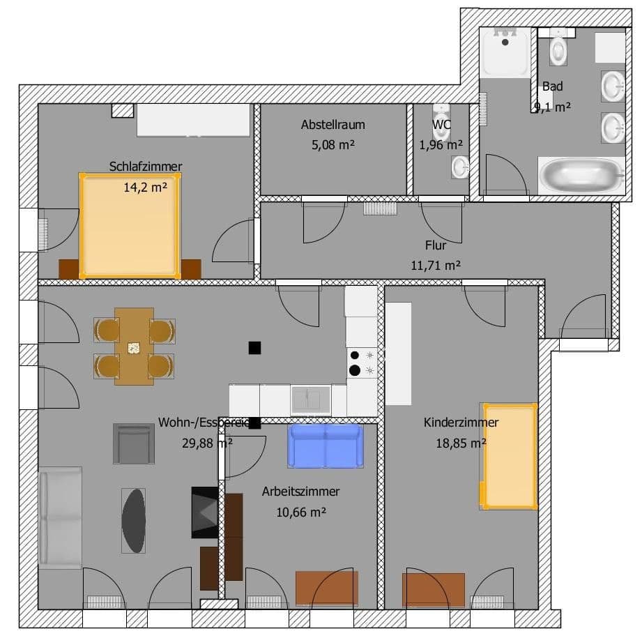 Pronájem bytu 4+1 101 m², Gothaer Straße 34, Suhl, Durynsko Pronájem bytu 4+1 101 m², Gothaer Straße 34, Suhl, Durynsko