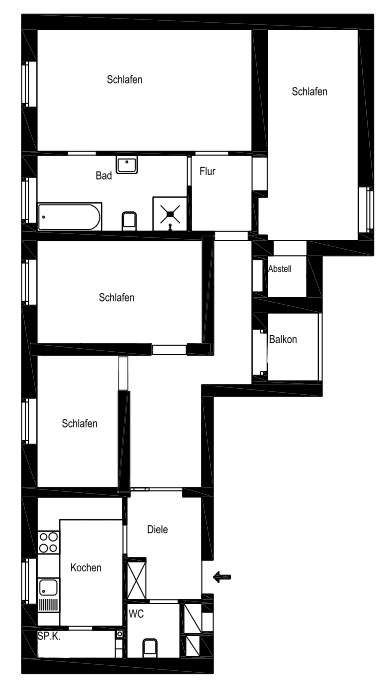 Pronájem bytu 4+kk 91 m², Palmbuschweg 91, Essen, Severní Porýní-Vestfálsko Pronájem bytu 4+kk 91 m², Palmbuschweg 91, Essen, Severní Porýní-Vestfálsko