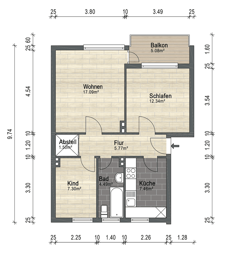 Pronájem bytu 3+1 59 m², Bremen, Bremen Pronájem bytu 3+1 59 m², Bremen, Bremen