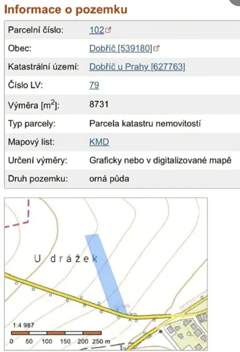 Prodej pozemku 8.731 m², Dobříč, Středočeský kraj Prodej pozemku 8.731 m², Dobříč, Středočeský kraj