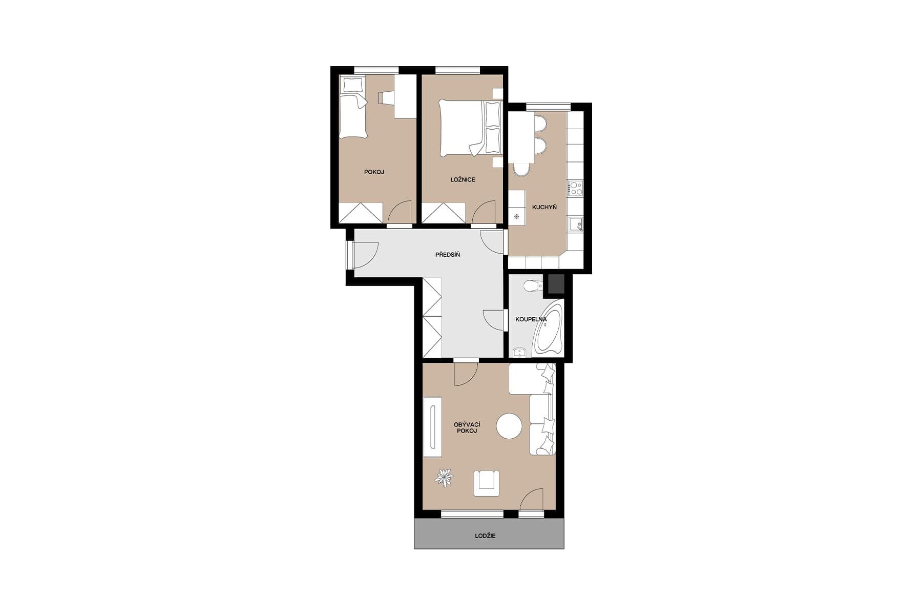 Prodej bytu 3+1 81 m², Jordana Jovkova, Praha, Praha Prodej bytu 3+1 81 m², Jordana Jovkova, Praha, Praha