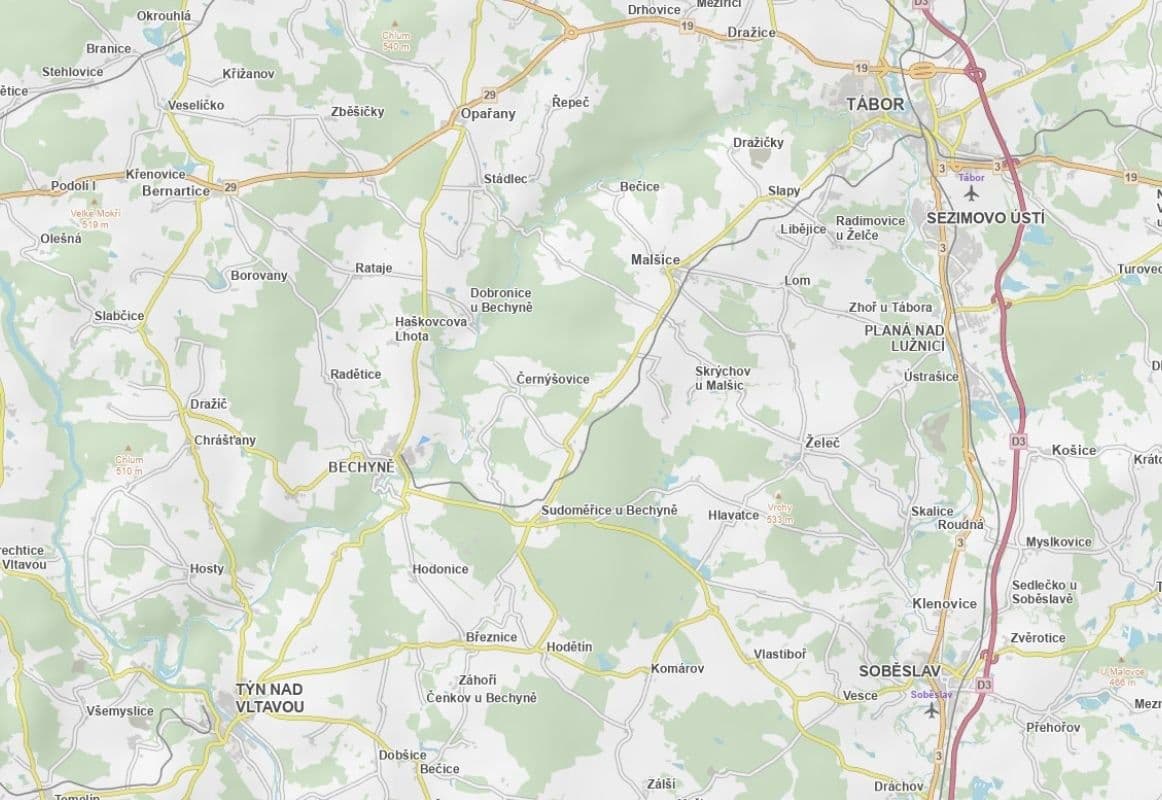 Prodej pozemku 33.477 m², Bechyně, Jihočeský kraj Prodej pozemku 33.477 m², Bechyně, Jihočeský kraj