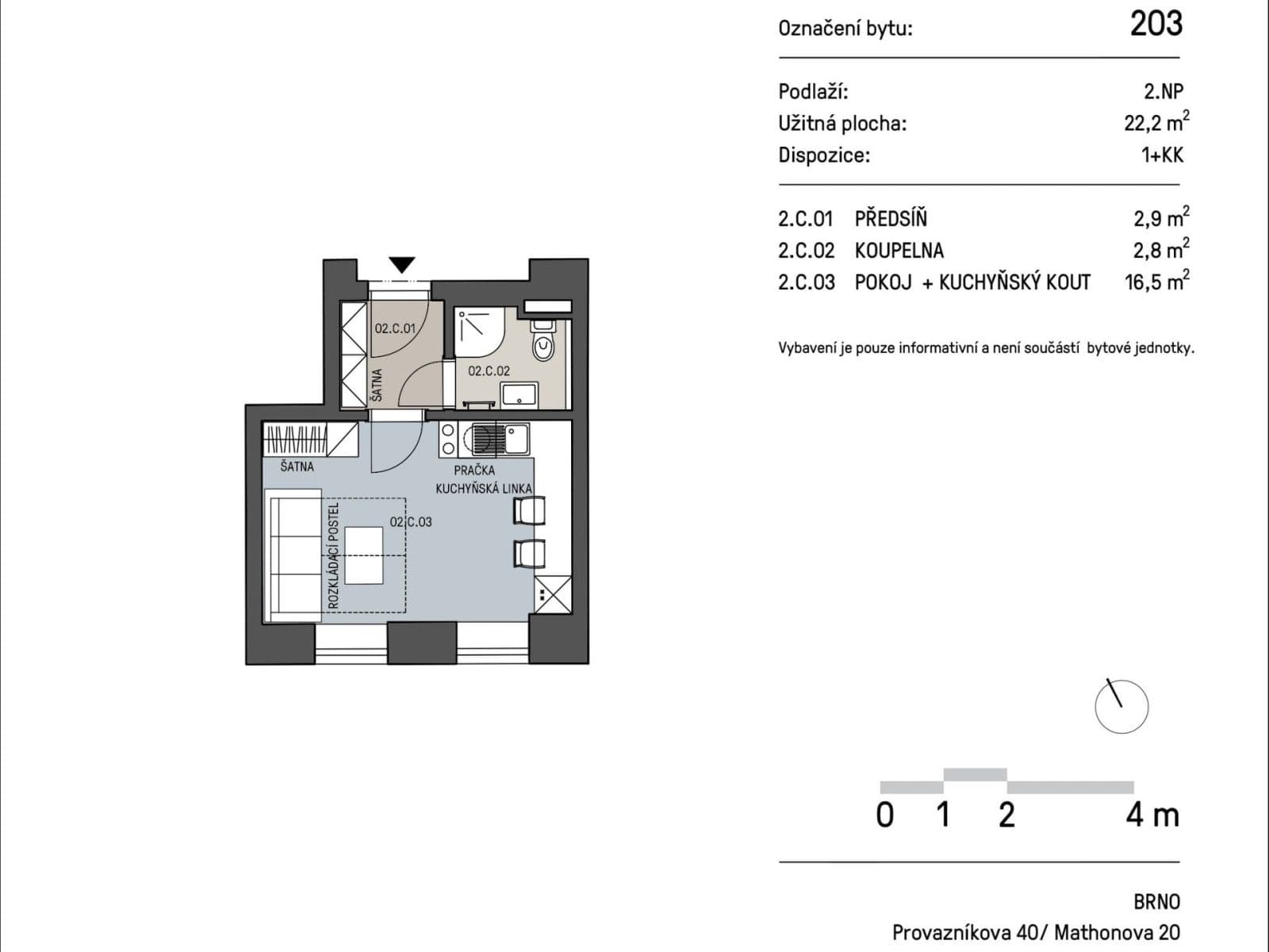 Pronájem bytu 1+kk 22 m², Mathonova, Brno, Jihomoravský kraj Pronájem bytu 1+kk 22 m², Mathonova, Brno, Jihomoravský kraj