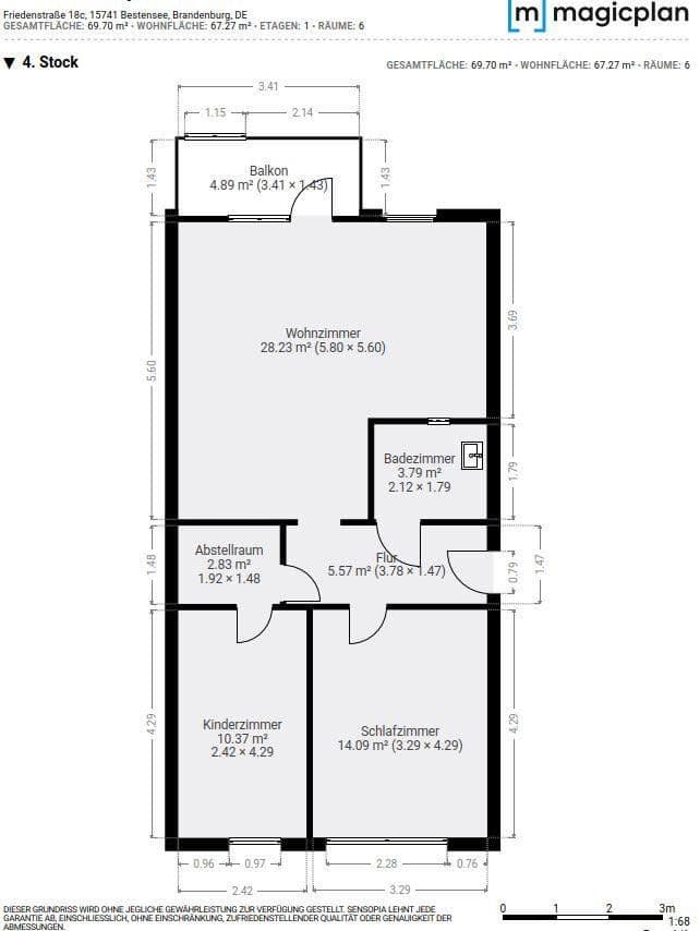 Pronájem bytu 3+1 68 m², Friedensstr. 18c, Bestensee, Braniborsko Pronájem bytu 3+1 68 m², Friedensstr. 18c, Bestensee, Braniborsko