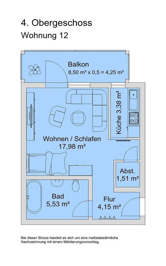 Pronájem bytu 1+1 37 m², Anhalter Straße 3, Halle, Sasko-Anhaltsko Pronájem bytu 1+1 37 m², Anhalter Straße 3, Halle, Sasko-Anhaltsko