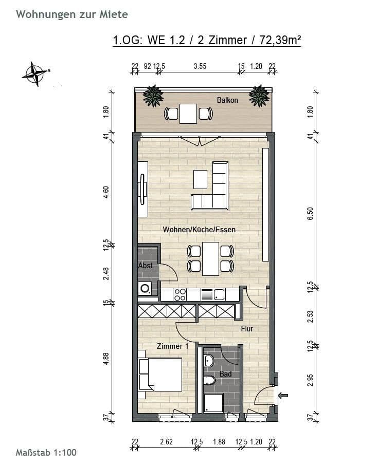 Pronájem bytu 2+1 73 m², Flakenstr. 24, Erkner, Braniborsko Pronájem bytu 2+1 73 m², Flakenstr. 24, Erkner, Braniborsko