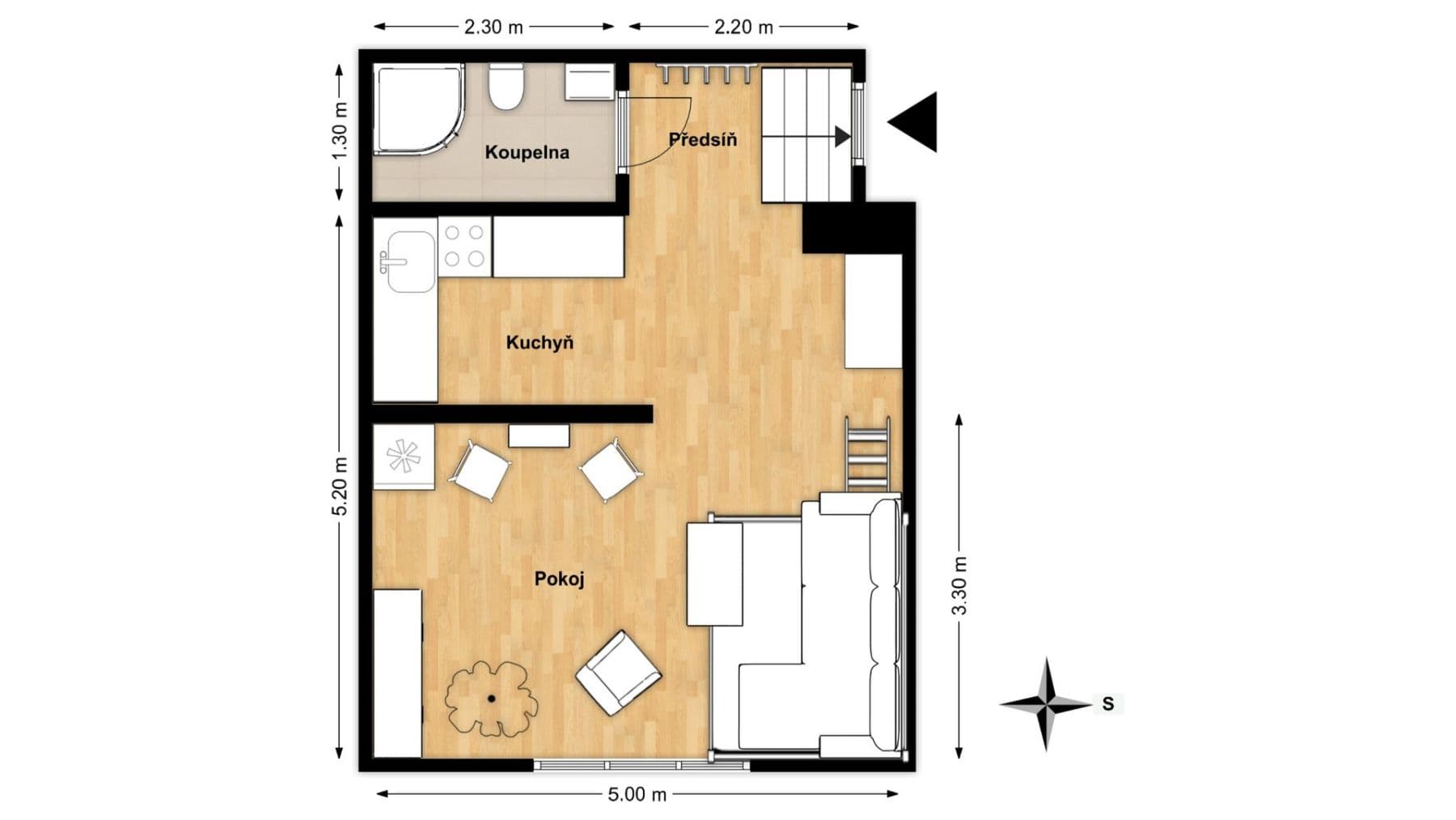 Pronájem bytu 1+kk 32 m², Podskalská, Praha, Praha Pronájem bytu 1+kk 32 m², Podskalská, Praha, Praha