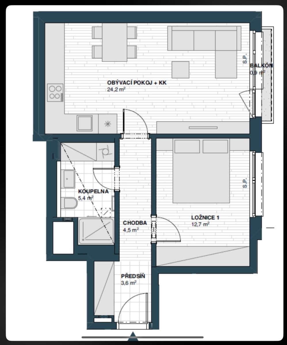 Pronájem bytu 2+kk 54 m², Hodkovická, Praha, Praha Pronájem bytu 2+kk 54 m², Hodkovická, Praha, Praha
