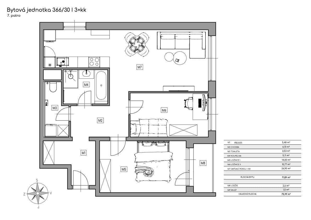 Prodej bytu 3+kk 76 m², Janovská, Praha, Praha Prodej bytu 3+kk 76 m², Janovská, Praha, Praha