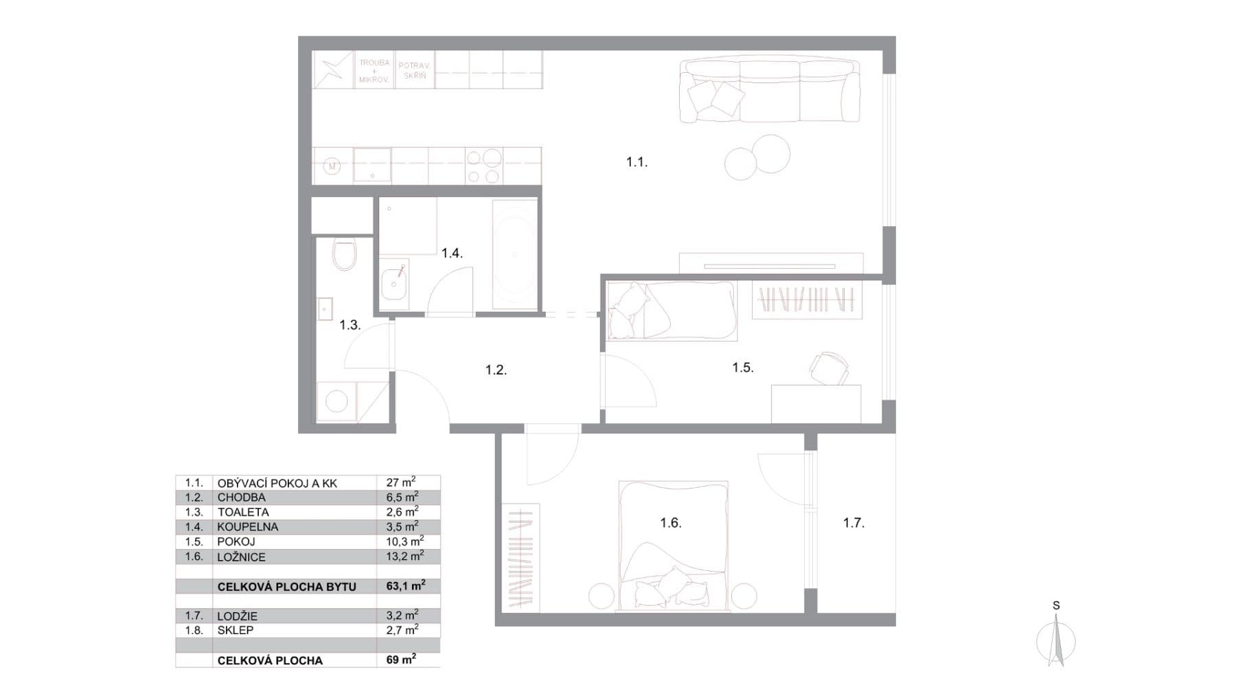 Prodej bytu 3+kk 69 m², Hrudičkova, Praha, Praha Prodej bytu 3+kk 69 m², Hrudičkova, Praha, Praha