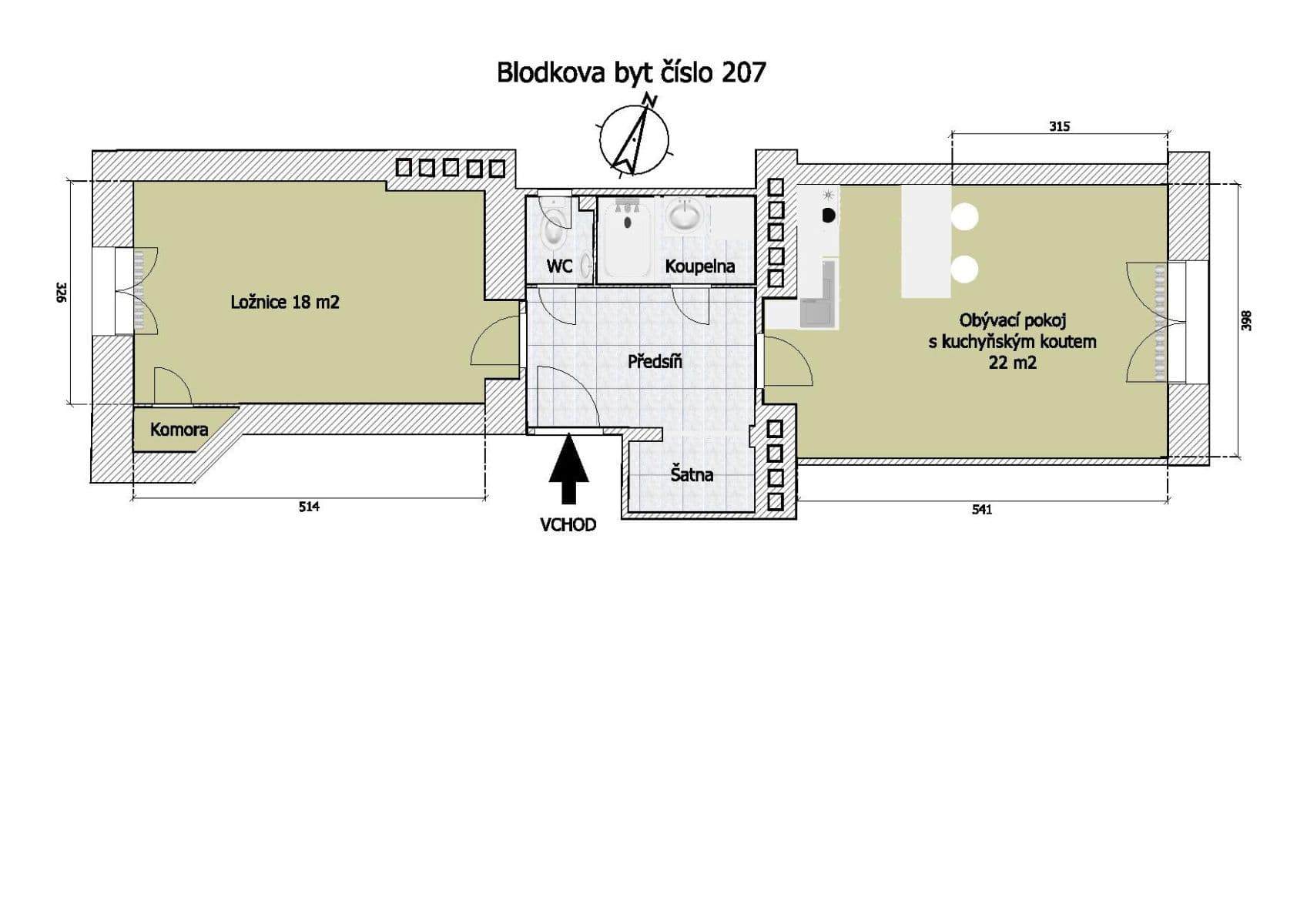 Pronájem bytu 2+kk 54 m², Blodkova, Praha, Praha Pronájem bytu 2+kk 54 m², Blodkova, Praha, Praha