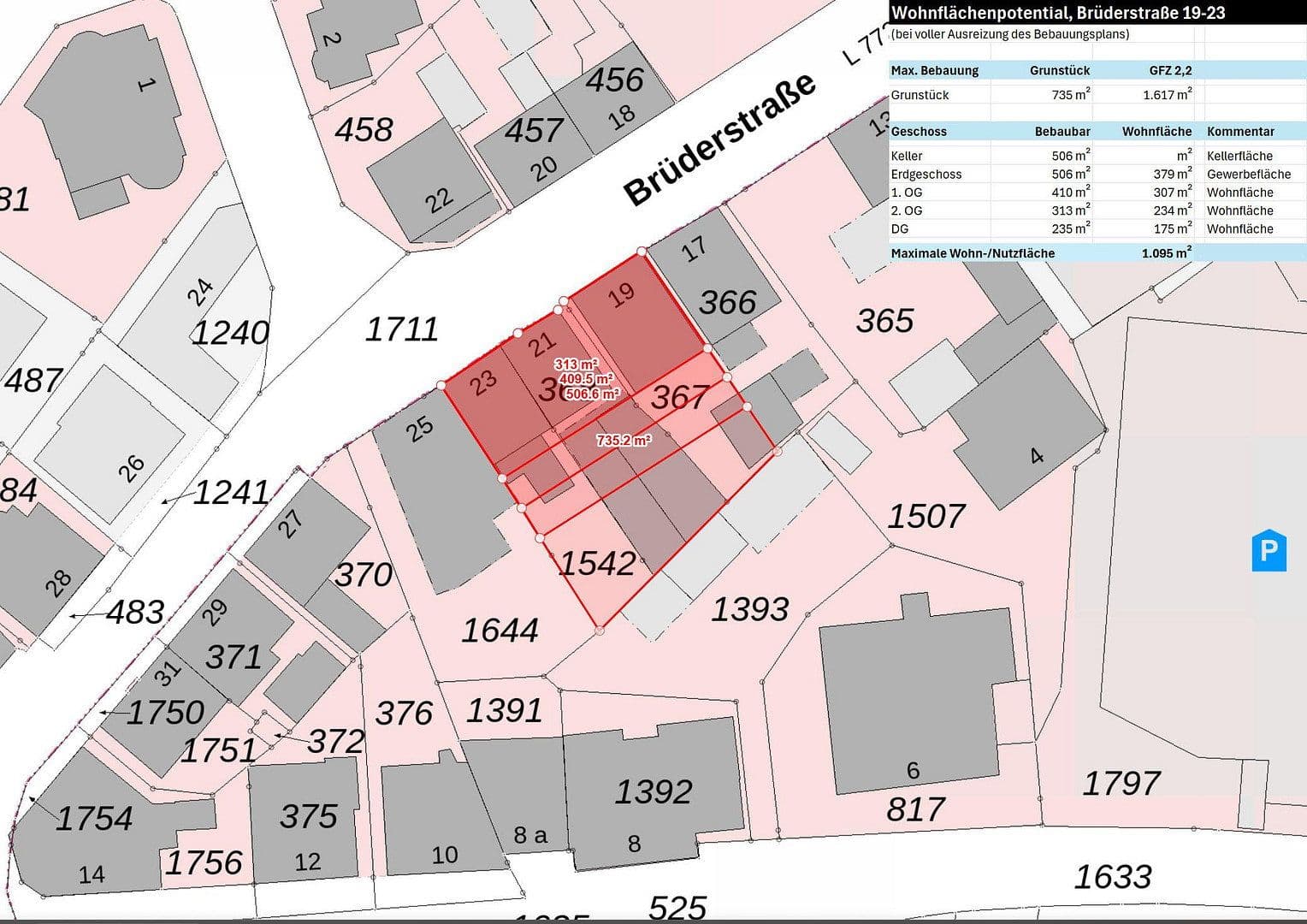 Prodej pozemku 735 m², Brüderstraße 19-23, Bad Salzuflen, Severní Porýní-Vestfálsko Prodej pozemku 735 m², Brüderstraße 19-23, Bad Salzuflen, Severní Porýní-Vestfálsko