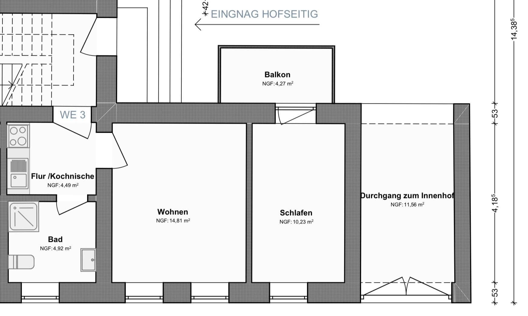 Pronájem bytu 2+1 59 m², Ziegelstraße 47, Dessau-Roßlau, Sasko-Anhaltsko Pronájem bytu 2+1 59 m², Ziegelstraße 47, Dessau-Roßlau, Sasko-Anhaltsko