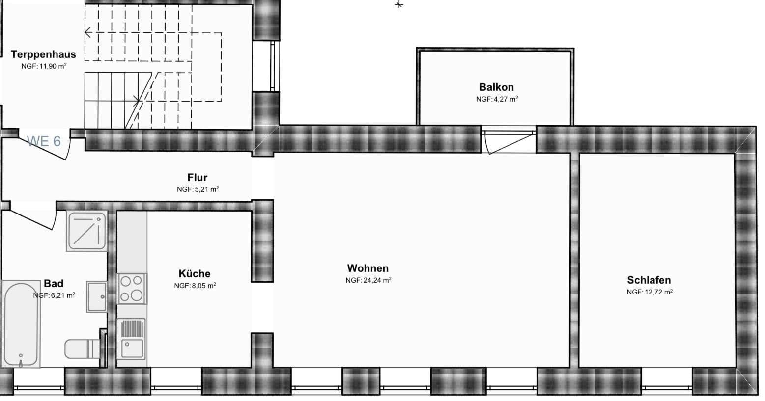Pronájem bytu 2+1 59 m², Ziegelstraße 47, Dessau-Roßlau, Sasko-Anhaltsko Pronájem bytu 2+1 59 m², Ziegelstraße 47, Dessau-Roßlau, Sasko-Anhaltsko