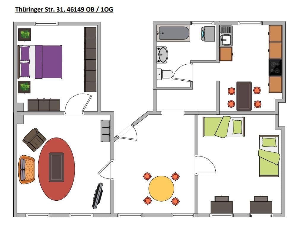 Pronájem bytu 4+1 88 m², Thüringer Str. 31, Oberhausen, Severní Porýní-Vestfálsko Pronájem bytu 4+1 88 m², Thüringer Str. 31, Oberhausen, Severní Porýní-Vestfálsko