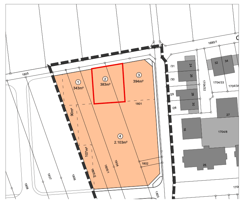 Prodej pozemku 383 m², Oberes Erlach, Altdorf, Bádensko-Württembersko Prodej pozemku 383 m², Oberes Erlach, Altdorf, Bádensko-Württembersko